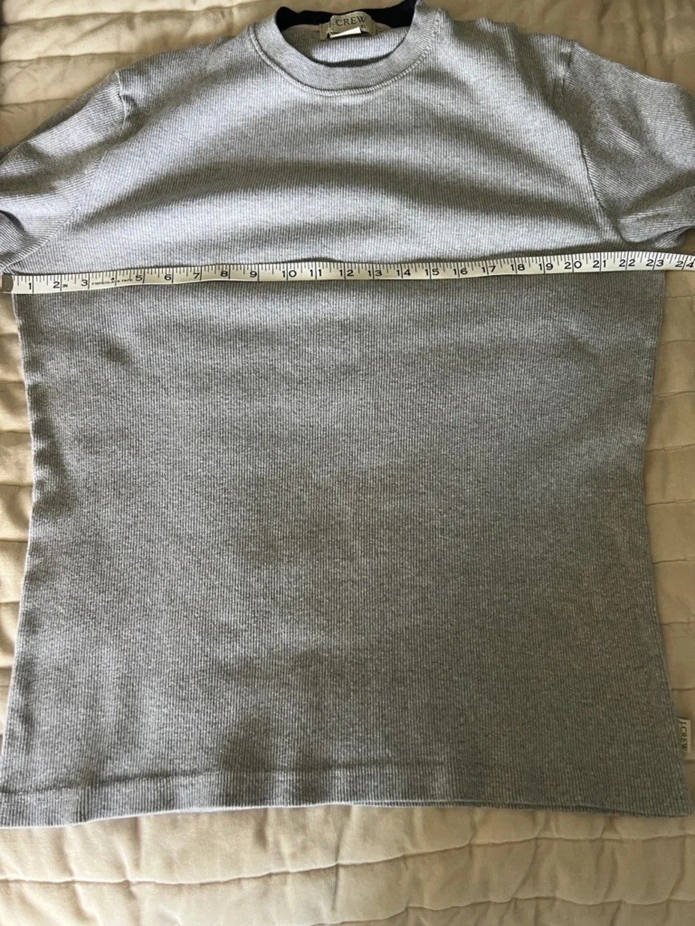 J. Crew Men's Cotton Crewneck Sweater-Tee Light Gray Ribbed XL